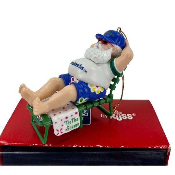 Seattle Seahawks Vintage Russ Christmas Ornament Santa Sunbathing Lounging 7485 - Picture 2 of 6